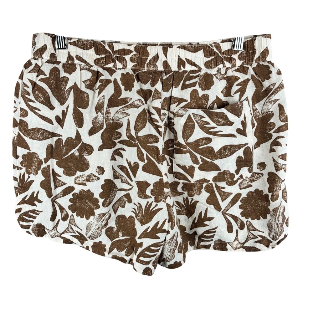 NWOT Carve Designs Short Rhett Women S Linen Blend Brown Cream Rum Print Floral - Picture 5 of 14